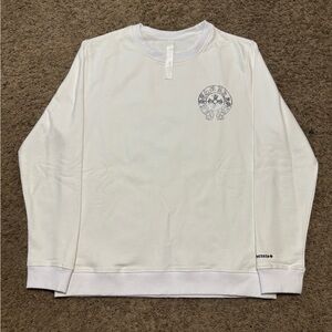 White Rhinestone Chrome Hearts Crewneck Sweater